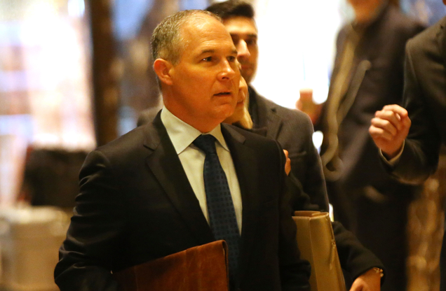 Scott Pruitt at Trump Tower earlier this month. IMAGE: Getty Images